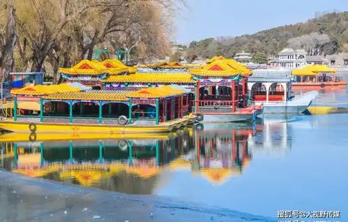 北京冬季颐和园西堤的六桥一楼