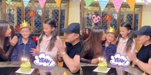 马雅舒一家为娃庆生混血儿女好精致,她穿蕾丝衫模样变化太大