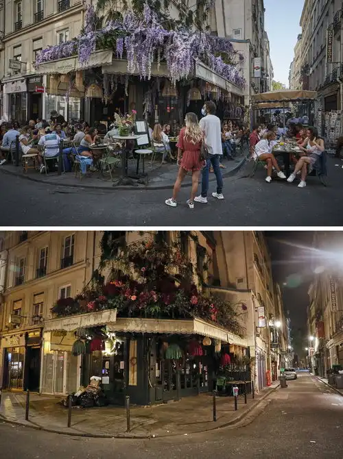 直击巴黎宵禁后街景对比为了黎明的曙光,暂别法式夜生活