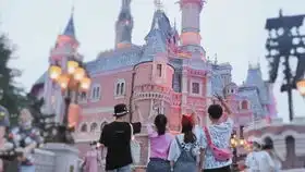 和叽叽在晚上游玩迪士尼爱丽丝仙境
