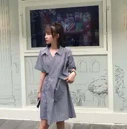 休闲风连衣衬衫裙一段隐匿,一段显露